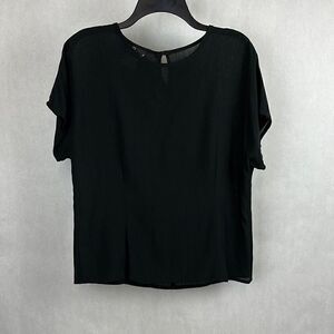 Vtg Carole Little Crinkle Top Black Dolman Sleeve Shell Casual Blouse Sz 6